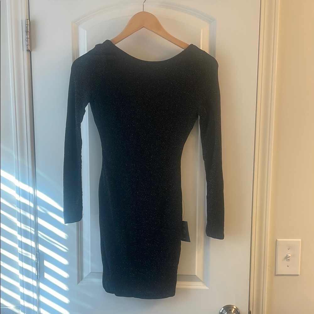 Lulu's Black Long Sleeve Bateau Bodycon Dress